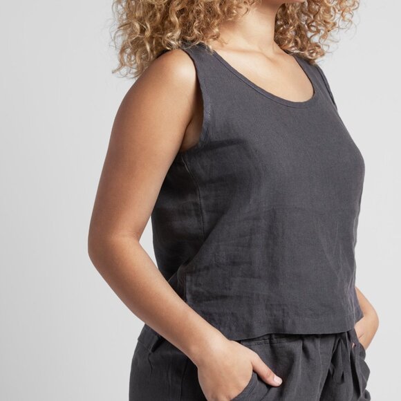 Parachute Linen Tank Coal Grey Size XL Scoop Neck Cropped - NWOT - Picture 1 of 3